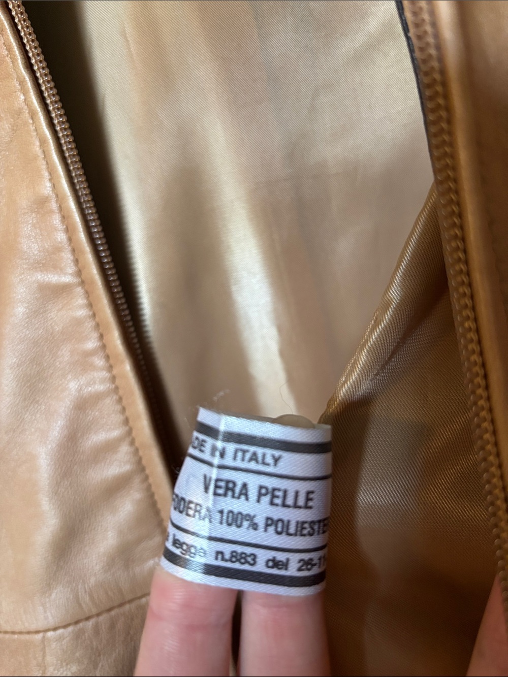 Vintage Vera Pelle Tan Vegan Leather Jacket with Brown Hood Women’s Medium Fair - Picture 6 of 10